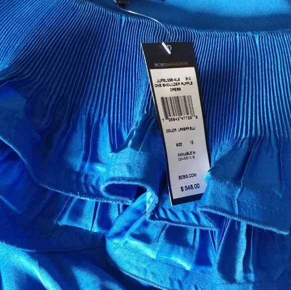 BCBGMAXAZRIA One Shoulder Ruffle Dress size 12 - Picture 2 of 3